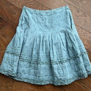 Boden women's US 6R light blue ruffle skirt 100% cotton
